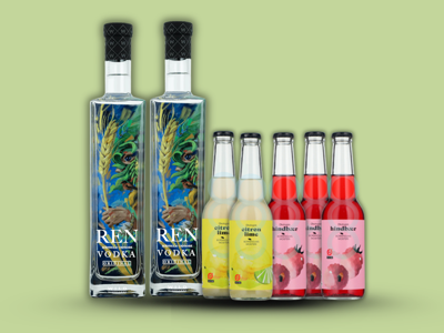 Wild distillery & Mosteriet Pakke - 2 stk REN VODKA: Original øko. vol. 40% - 70 cl. + 5 stk. Mosteriet Most