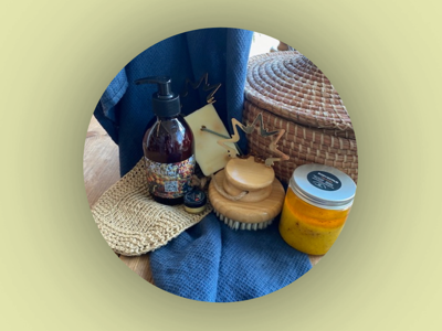 Bornholms Sæbesyderi - Badesæbe, flydende sæbe, kropsbørste, hampehandske, bodyscrub samt læbebalsam