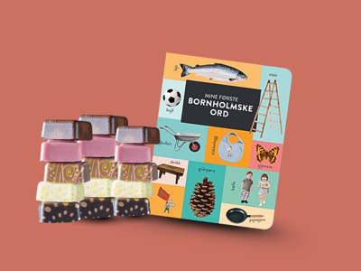 Mine Første Bornholmske Ord + 15 stk Kjærstrup chokolader