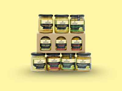 Lehnsgaard - 6 x sennep (dild, almindelig, chili, ramsløg, karry, honning)