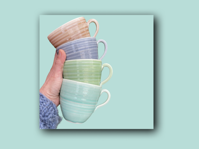 Paudal Keramik - 2 stk. Kopper med hank - (Turkis & Grøn)