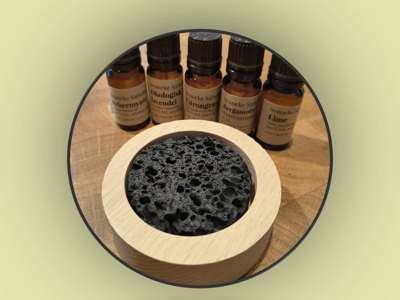  Svaneke Sæbehus - Lavastensdiffuser og 5 forskellige æteriske olier (Pebermynte, Lavendel, Citrongræs, Bergamotte, Lime)