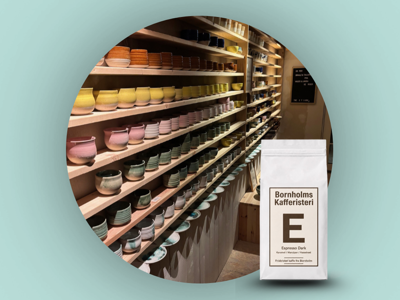 P-Keramik + Bornholms Kafferisteri - 2 stk. valgfri Kopper + 250 g Espresso Dark