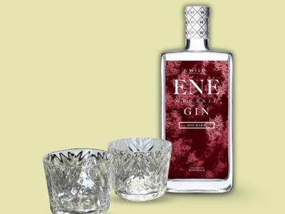 2 stk. glas + Rabarber Gin Wild Distillery 