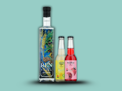 Wild distillery - REN VODKA Original øko. vol. 40% - 70 cl. + 2 x Bornholms Mosteri
