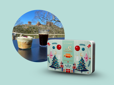 Brohuset – 2 stk æblekage + varm drik + karamel tin